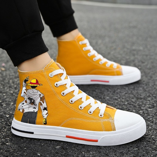 Alkalmi férfi tornacipő fekete és sárga rátéttel