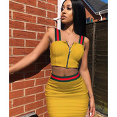 Modern női szett két részből álló felső + szoknya több színben