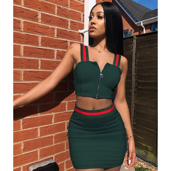 Modern női szett két részből álló felső + szoknya több színben