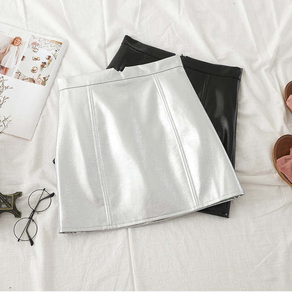 Fusta eleganta de dama in negru si argintiu