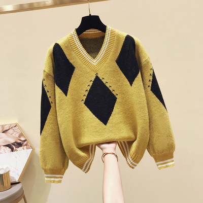 Női alkalmi pulóver V-nyakkal, több színben