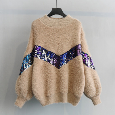 HIT Aktuális női pulóver elemmel - flitterekkel, három színben