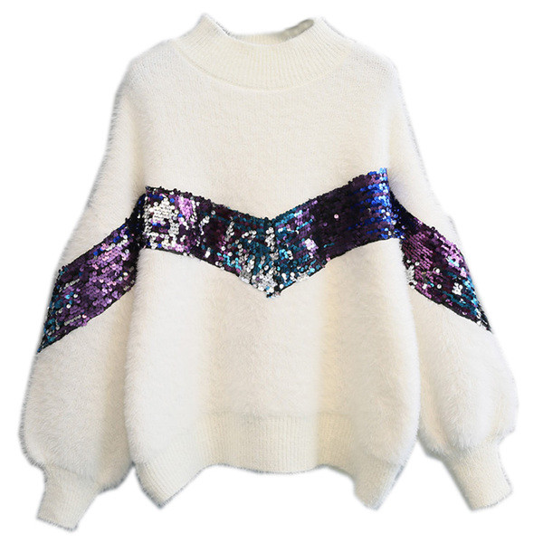 HIT Aktuális női pulóver elemmel - flitterekkel, három színben