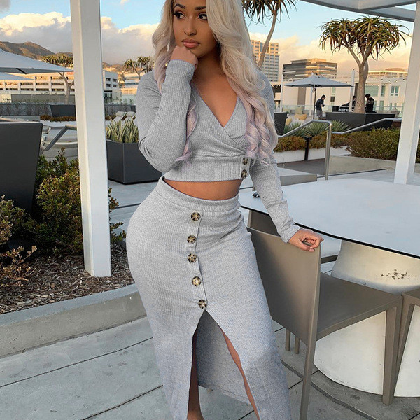 Szürke színben két részből álló napi női szett