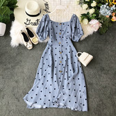 Rochie de dama moderna cu buline de culoare albastra