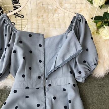 Rochie de dama moderna cu buline de culoare albastra