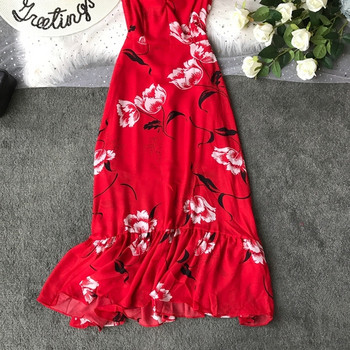 Rochie lungă de damă actuală în roșu