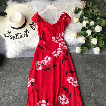 Rochie lungă de damă actuală în roșu