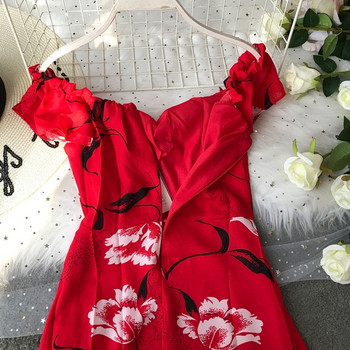 Rochie lungă de damă actuală în roșu