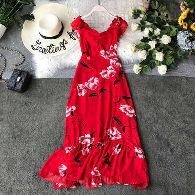 Rochie lungă de damă actuală în roșu