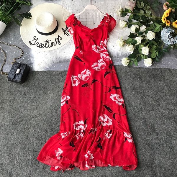 Rochie lungă de damă actuală în roșu