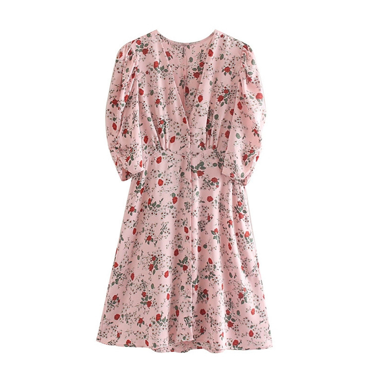 Alkalmi ruha rövid ujjal, virágmintával