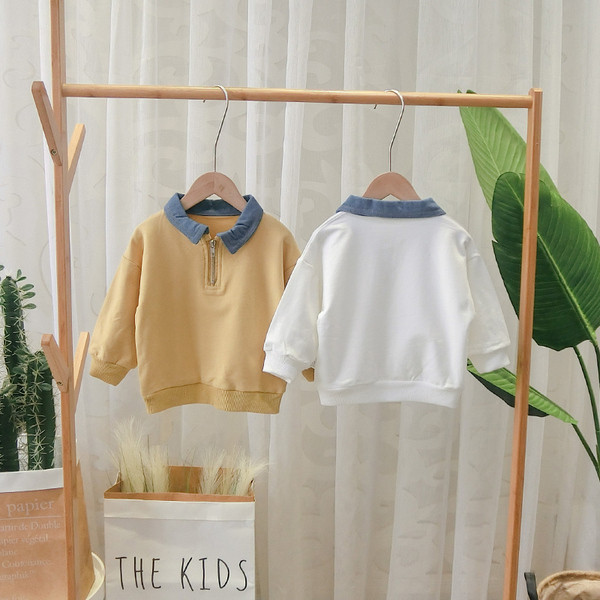 Bluză modernă pentru copii cu guler și fermoar clasic - două culori