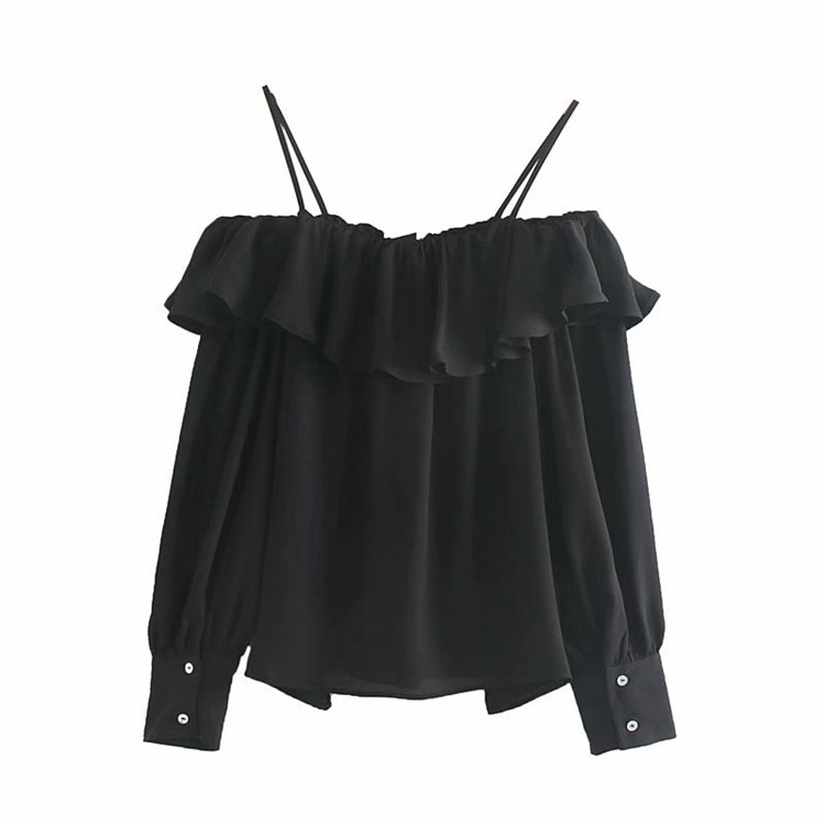 Modern női blúz csupasz váll fekete színben