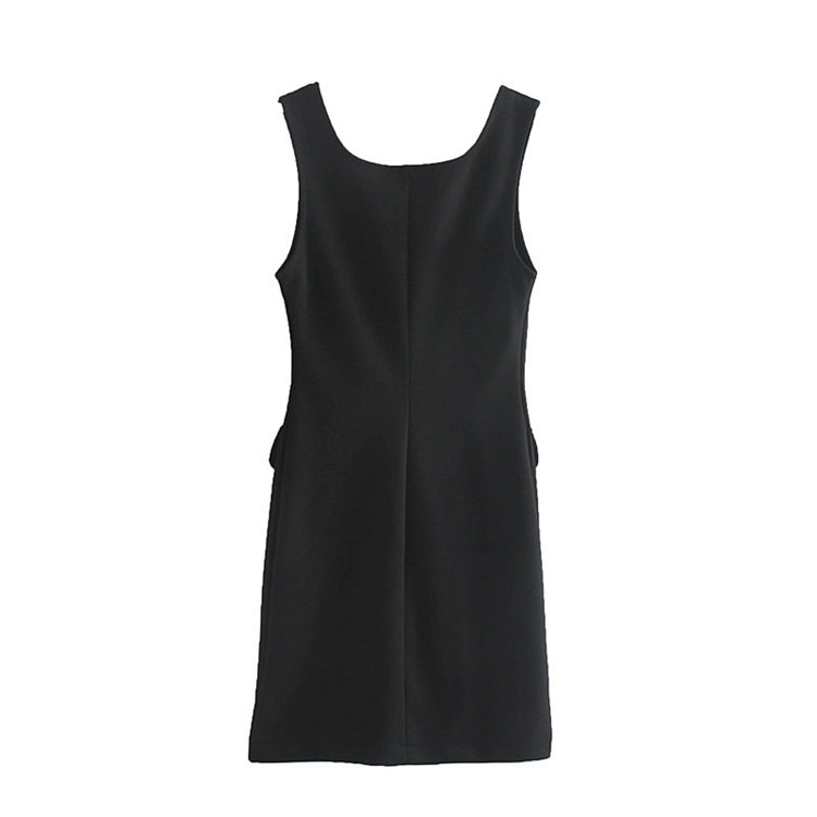 Rochie scurta de dama cu bretele si nasturi largi