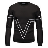 Bluză casual bărbătească cu mâneci lungi și decolteu O în trei culori