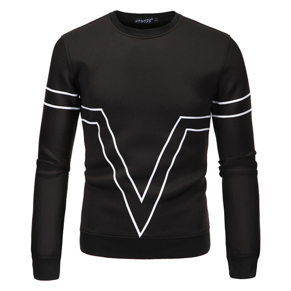 Bluză casual bărbătească cu mâneci lungi și decolteu O în trei culori