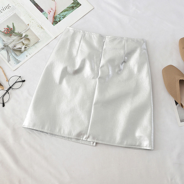 Fusta de dama actuala in negru si argintiu