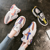 Tenisi casual dama cu talpa aspra si inscriptie in mai multe culori