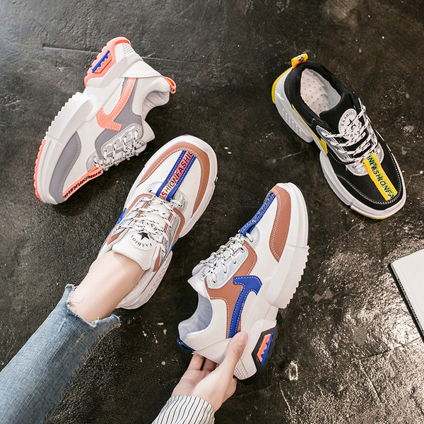 Tenisi casual dama cu talpa aspra si inscriptie in mai multe culori