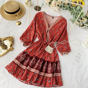 Rochie casual dama de culoare rosie - model croiat