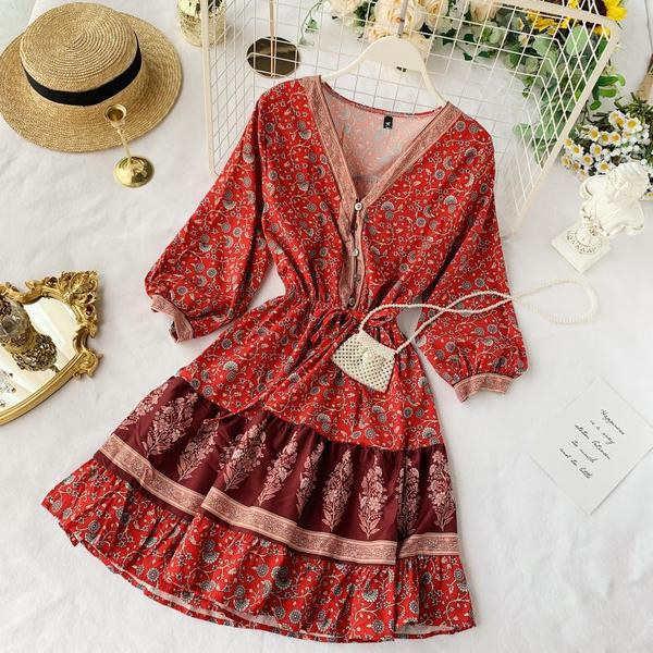 Rochie casual dama de culoare rosie - model croiat