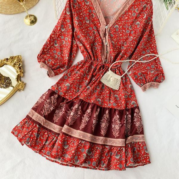 Rochie casual dama de culoare rosie - model croiat