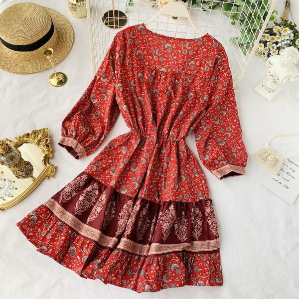 Rochie casual dama de culoare rosie - model croiat