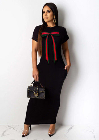 Alkalmi női hosszú ruha fekete szalaggal