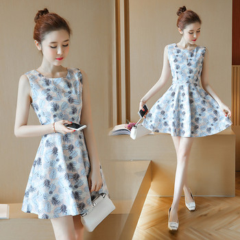 Rochie eleganta de dama cu model floral in doua culori