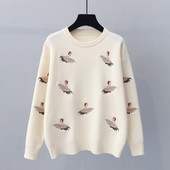 ÚJ Aktuális női téli pulóver hímzéssel