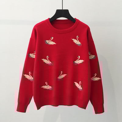 ÚJ Aktuális női téli pulóver hímzéssel