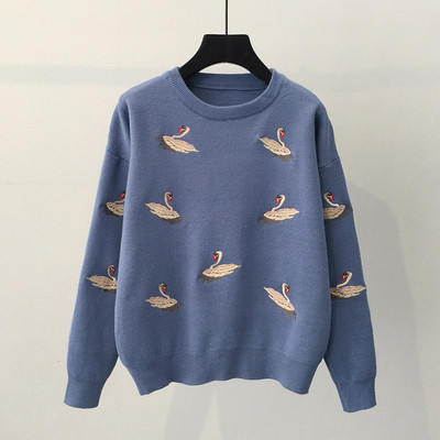 ÚJ Aktuális női téli pulóver hímzéssel