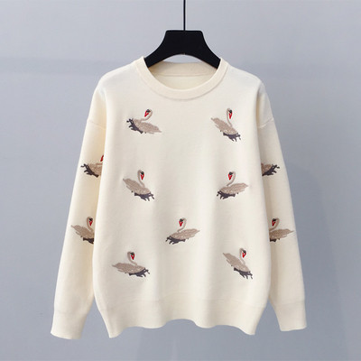 ÚJ Aktuális női téli pulóver hímzéssel