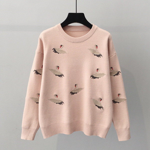 ÚJ Aktuális női téli pulóver hímzéssel