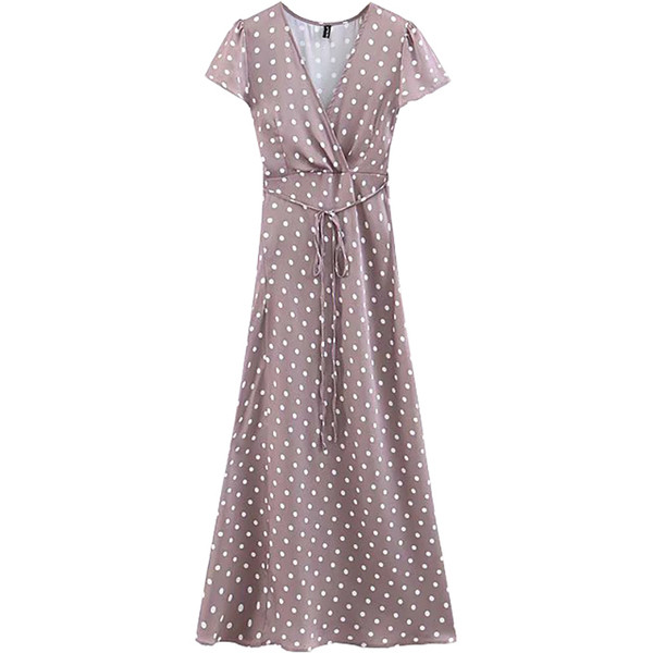 Aktuális női ruha rövid pöttyös ujjakkal