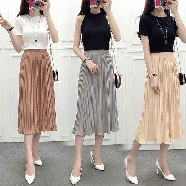 Hajtogatott női szoknya magas derékkal - több színben