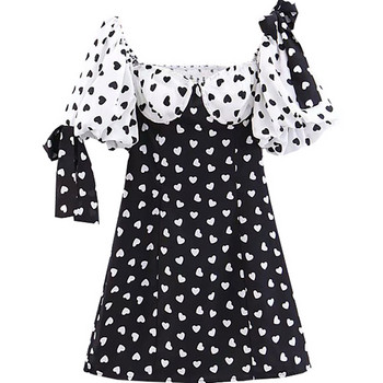 Rochie scurtă de damă actuală cu mâneci căzute