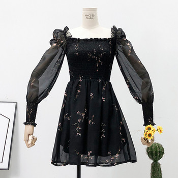 Alkalmi női rövid ruha, hosszú ujjú fekete színben