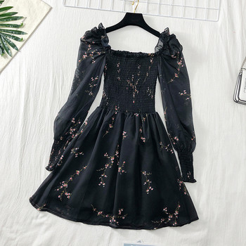 Alkalmi női rövid ruha, hosszú ujjú fekete színben