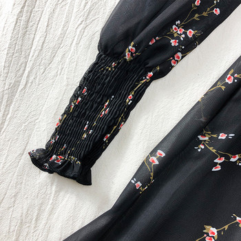 Alkalmi női rövid ruha, hosszú ujjú fekete színben