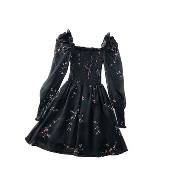 Alkalmi női rövid ruha, hosszú ujjú fekete színben