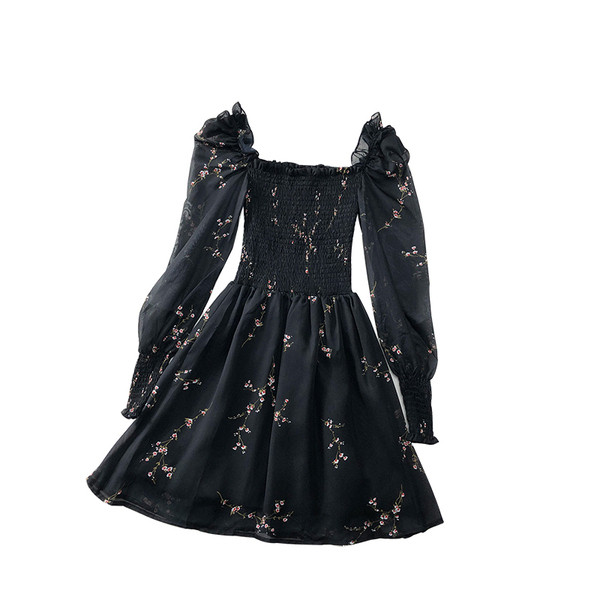 Alkalmi női rövid ruha, hosszú ujjú fekete színben