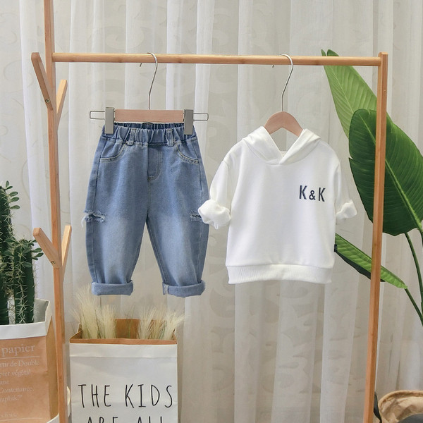 Hanorac zilnic pentru copii pentru baieti in alb si negru