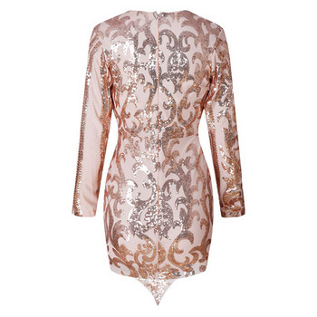 Rochie moderna de dama cu decolteu adanc si maneci lungi in doua culori