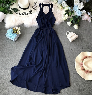 Rochie lunga de dama eleganta in doua culori cu talie inalta