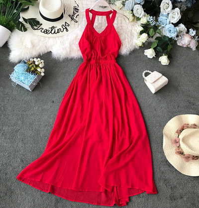 Rochie lunga de dama eleganta in doua culori cu talie inalta