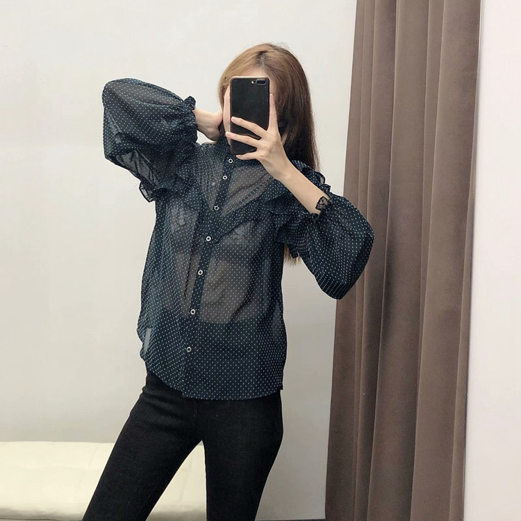 Cămașă de șifon de damă cu nasturi și mâneci lungi în două culori