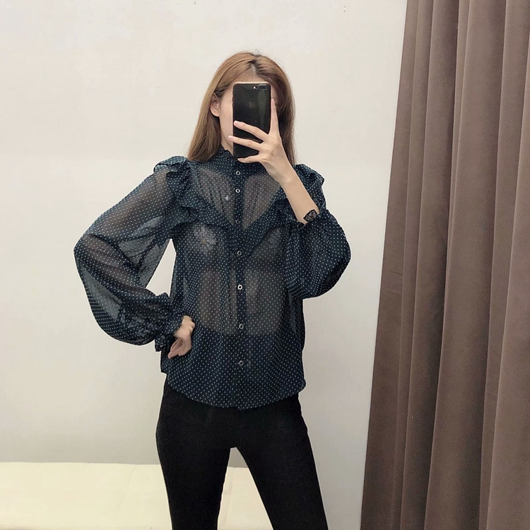 Cămașă de șifon de damă cu nasturi și mâneci lungi în două culori