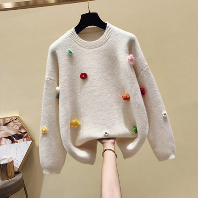 NOU Pulover de iarnă de damă modern cu element 3D în mai multe culori